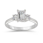 14K WHITE GOLD 1 3/8CT EMERALD/ROUND DIAMOND LADIES RING (CENTER STONE EMERALD DIAMOND 1CT)